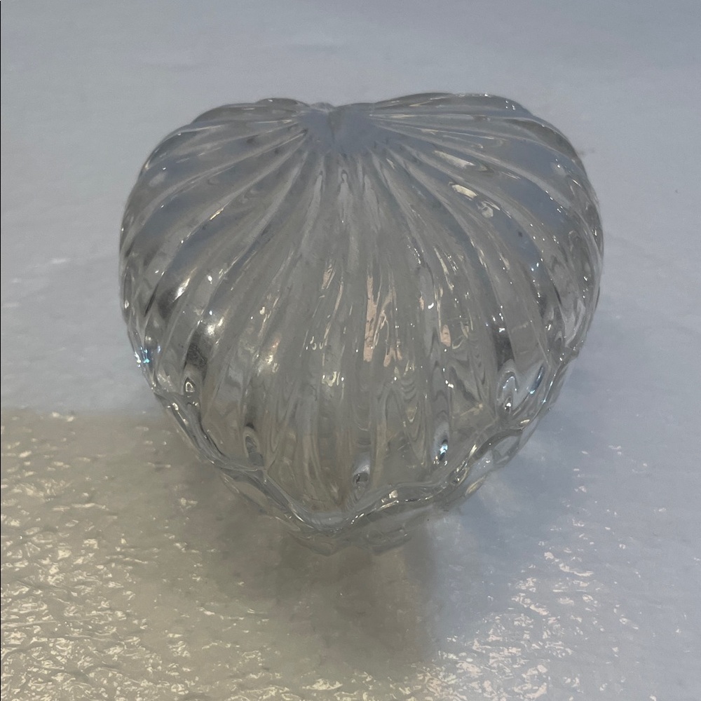Vintage 70s Royal lead crystal rock Italian heart shaped trinket box